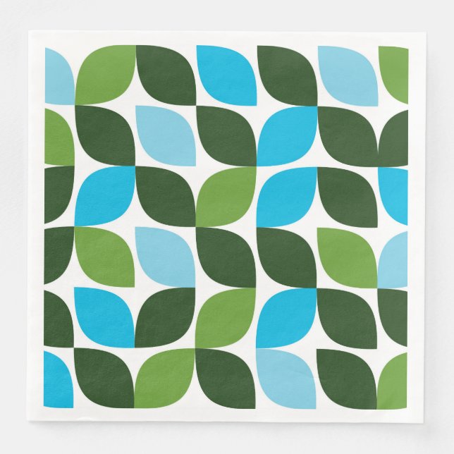 Serviette En Papier Bleu, vert, cool, tendance, nature moderne abstrai (Devant)