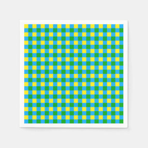 Serviette En Papier Bleu Vert Jaune Chèque Plaid Design Motif