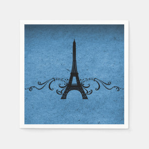 Serviette En Papier Bleu Vintage Français