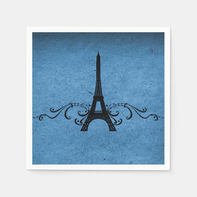 Serviette En Papier Bleu Vintage Français (Devant)