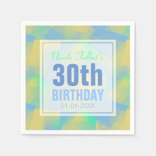Serviette En Papier Bleu Y Pastel Abstrait 30e Anniversaire Papier ser