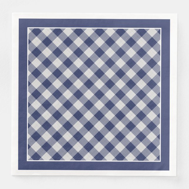 Serviette En Papier  Bleue Marine En vichy Vérifie Motif Pour Toutes L (Devant)