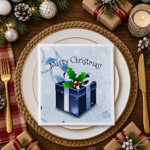 Serviette en papier bleue pour cadeau de Noël