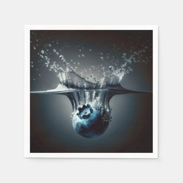 Serviette En Papier Bleuet Plongeant Dans L'Eau (Devant)