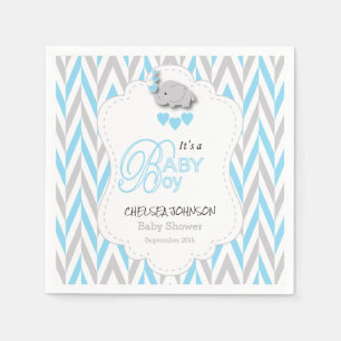 Serviette En Papier Bleus layette, baby shower gris blanc 2 d'élépha