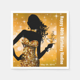 Serviette En Papier Bling Bombshell Sparkle fête d'anniversaire   doré