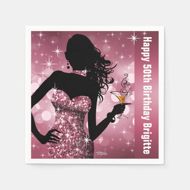 Serviette En Papier Bling Bombshell Sparkle fête d'anniversaire | mauv (Devant)