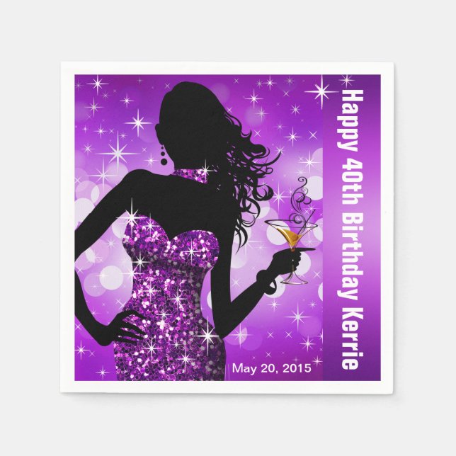 Serviette En Papier Bling Bombshell Sparkle fête d'anniversaire | viol (Devant)