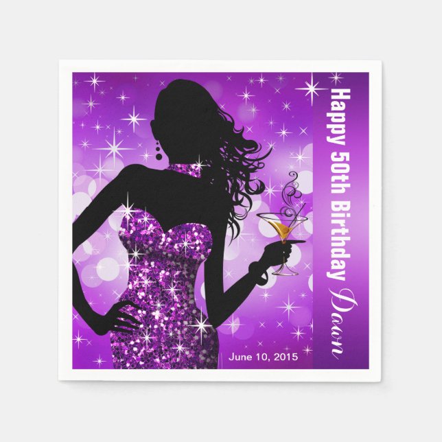 Serviette En Papier Bling Bombshell Sparkle fête d'anniversaire | viol (Devant)