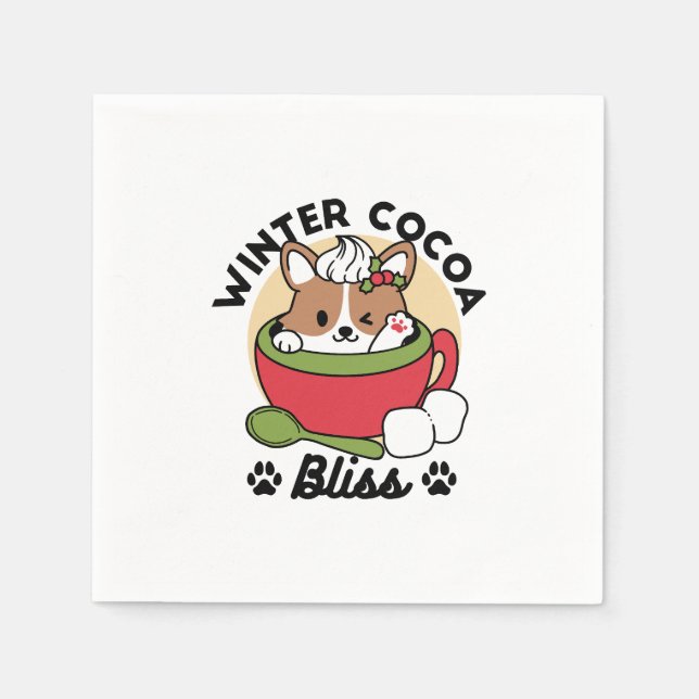 Serviette En Papier Bliss de cacao d'hiver - Chien mignon en mode Mug (Devant)