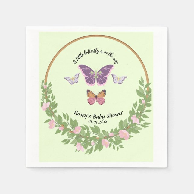 Serviette En Papier Bliss papillon : Baby shower Napkin (Devant)