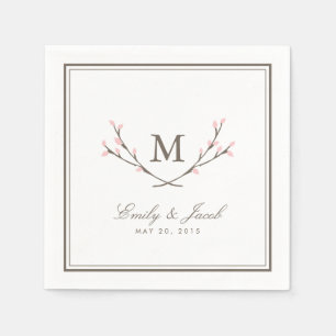 Serviette En Papier Blissé Branches Mariage Papier serviettes - Rose