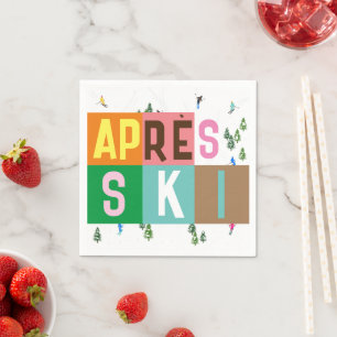 Serviette En Papier Bloc de couleurs pour skieurs rétros après ski