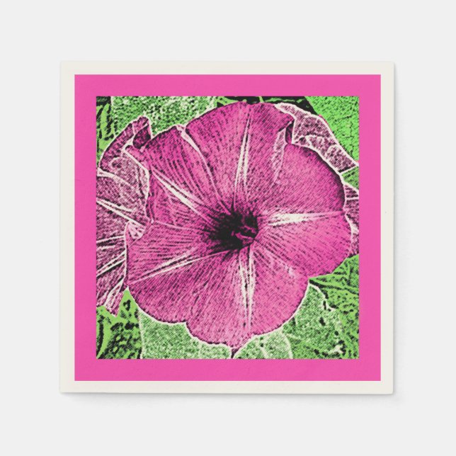 Serviette En Papier Bloc de gloire du matin Imprimer - rose fuchsia (Devant)