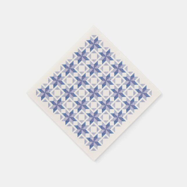 Serviette en papier bloc de patchwork bleu (Coin)