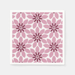 Serviette En Papier Bloc Imprimer Carrelage Fleurs rose rouge