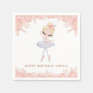 Serviette En Papier Blonde Ballerina en robe blanche Fleur Anniversair