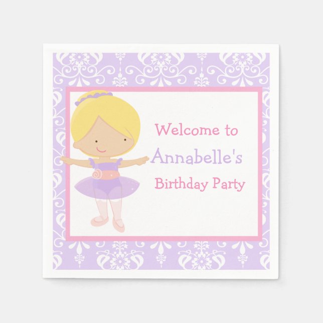 Serviette En Papier Blonde Ballerina fête d'anniversaire (Devant)