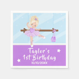 Serviette En Papier Blonde cheveux Ballerina violet Tutu Anniversaire