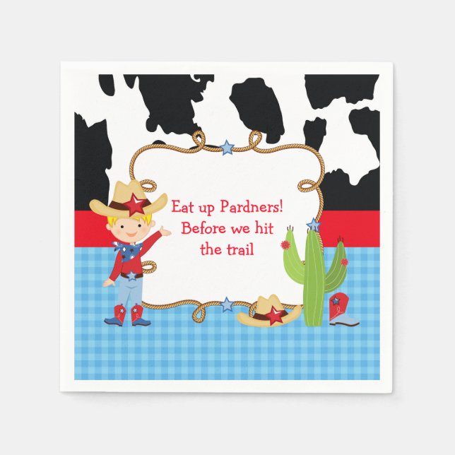 Serviette En Papier Blonde Cowboy Western Anniversaire Party (Devant)