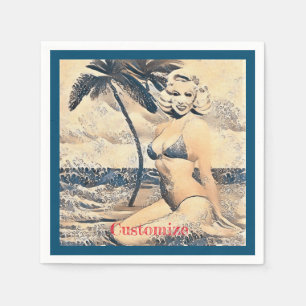Serviette En Papier Blonde Kneeling Modèle de bikini Thunder_Cove