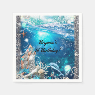 Serviette En Papier Blonde Mermaid Imaginaire Enchanted fête d'anniver