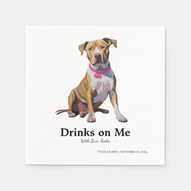 Serviette En Papier Blonde Pitbull Mix Cocktail Napkin (Devant)