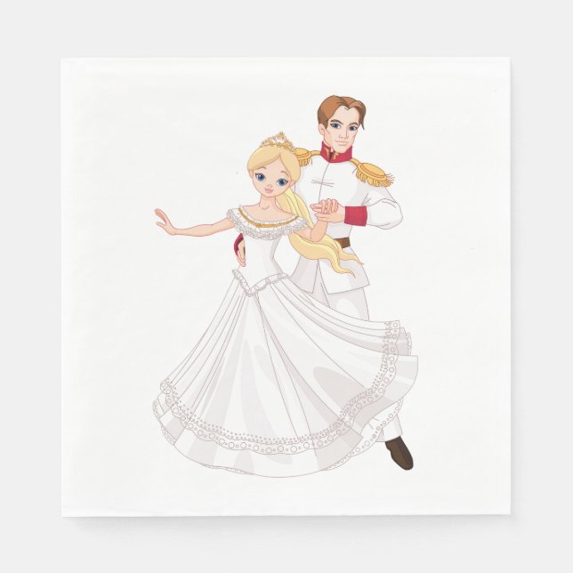 Serviette En Papier Blonde Princess and Charming Prince Fairytale (Devant)