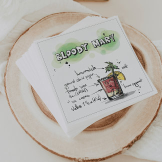 Serviette En Papier Bloody Mary Drink Recette Cocktail Napkin