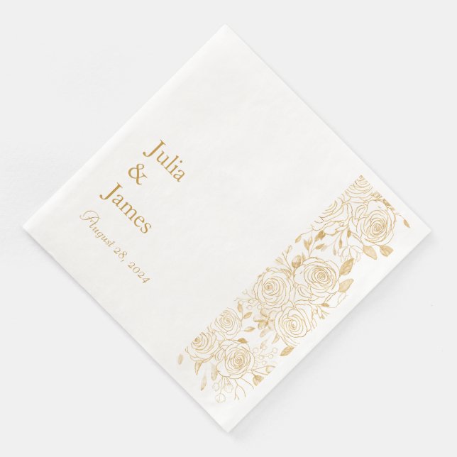Serviette En Papier Blooms dorés (Coin)