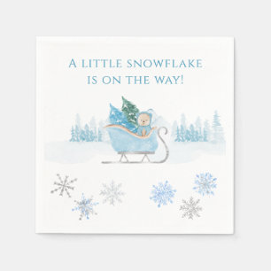 Serviette En Papier Blue A Little Snowflake Baby shower