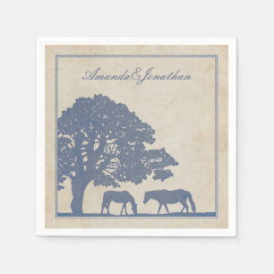 Serviette En Papier Blue and Ivory Vintage Horse Farm Wedding