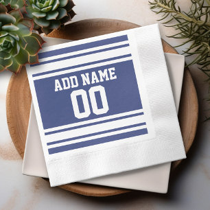 Serviette En Papier Blue and White Jersey Stripes Custom