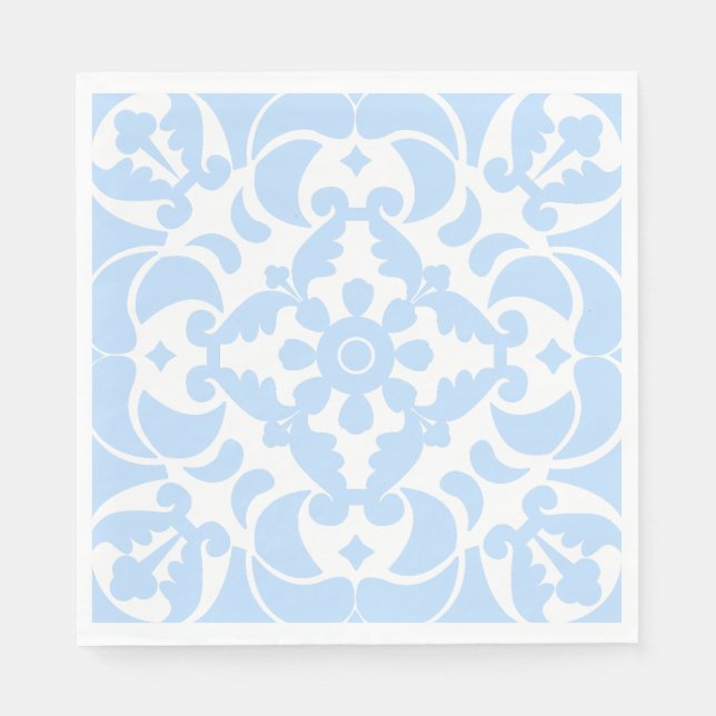 Serviette En Papier Blue Azulejos portugais espagnol méditerranéen (Devant)