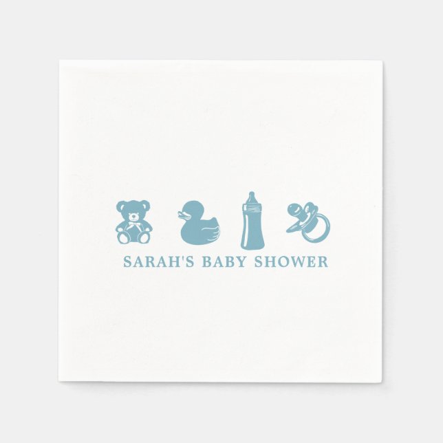 Serviette En Papier Blue Baby Shower Paper Napkin (Devant)