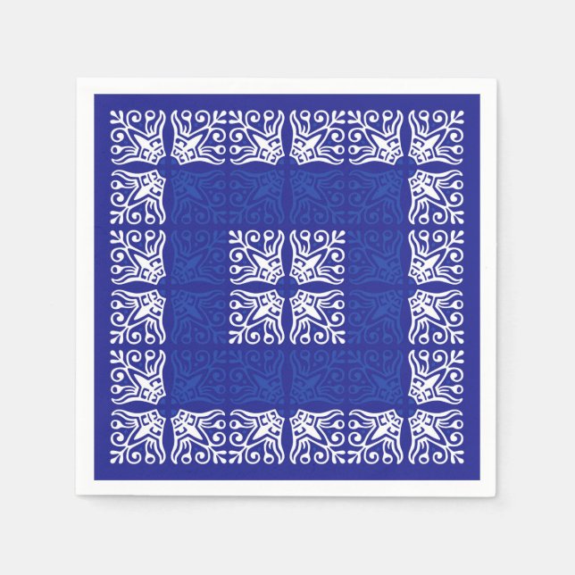 Serviette En Papier Blue Bandana Design (Devant)