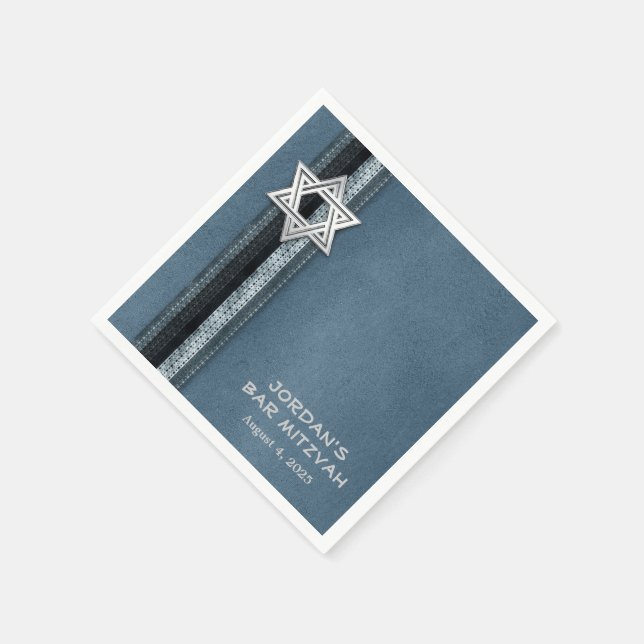 Serviette En Papier Blue Bar Mitzvah Stripes (Coin)