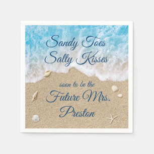 Serviette En Papier Blue Beach Waves Fête des mariées Napkin