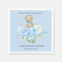 Blue Bear Boy Thème | Baby shower serviettes