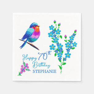 Serviette En Papier Blue Bird Oubliez-moi pas Floral 70e Anniversaire