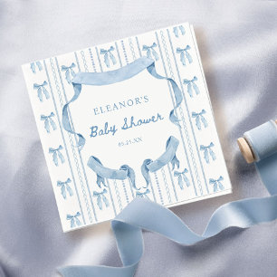 Serviette En Papier Blue Bow Coquette Blue Boy baby shower