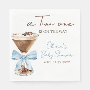 Serviette En Papier Blue Bow Espresso Martini Baby Shower