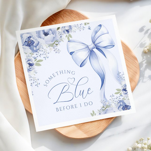 Serviette en papier Blue Bow Floral pour la douche (Créateur téléchargé)