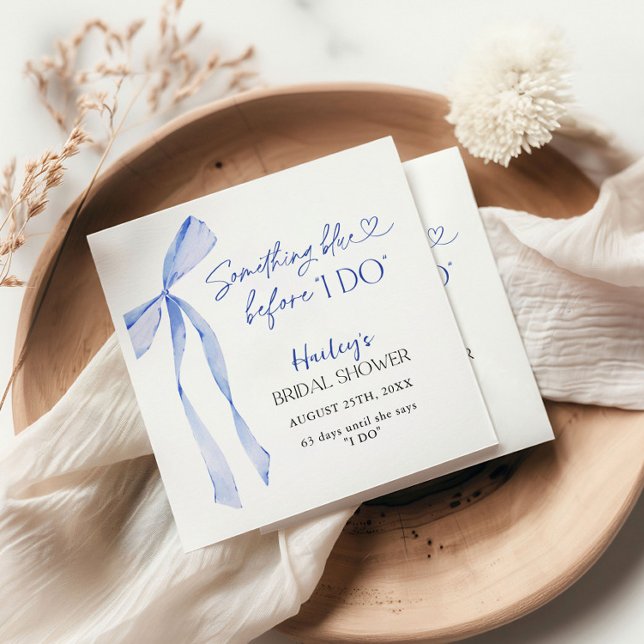 Serviette En Papier Blue Bow Quelque chose de bleu avant que je fasse  (Créateur téléchargé)