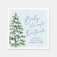 Blue Bows Boy Baby It's Cold Outside Baby shower