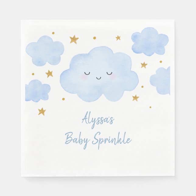 Serviette En Papier Blue Boy Cloud Stars Baby Sprinkle (Devant)