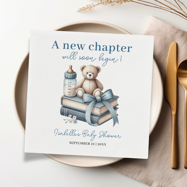 Serviette En Papier Blue Boy Teddy Bear Baby shower personnalisé (Créateur téléchargé)