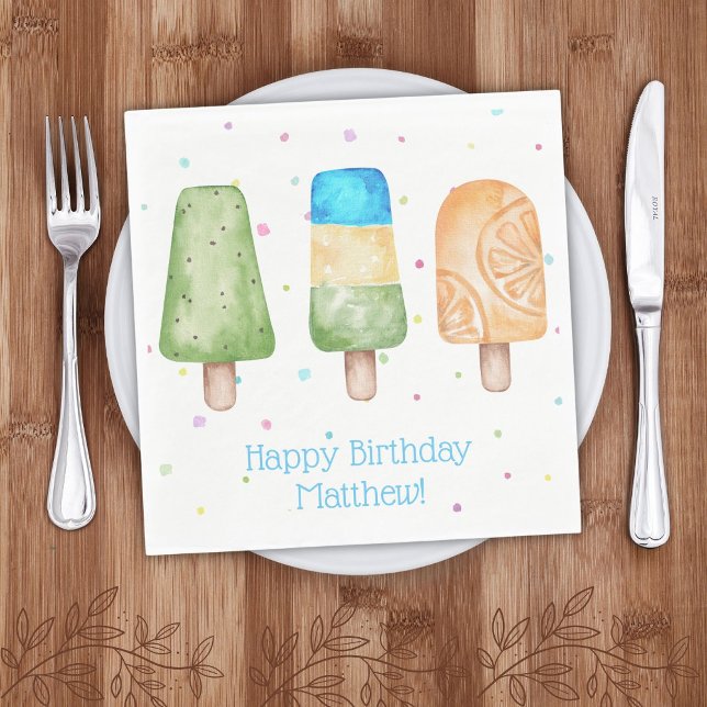 Serviette En Papier Blue Boys Summer Popsicle fête d'anniversaire (Créateur téléchargé)