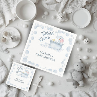 Serviette En Papier Blue Bubble Bath Animal Baby Shower