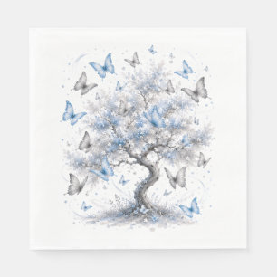 Serviette En Papier Blue Butterfly Tree Lunch Napkins